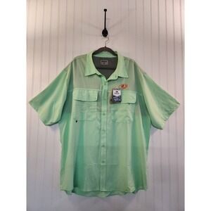 NEW Mossy Oak Fishing Mens XXL Green Short Sleeve Button Up Ventilated Shirt